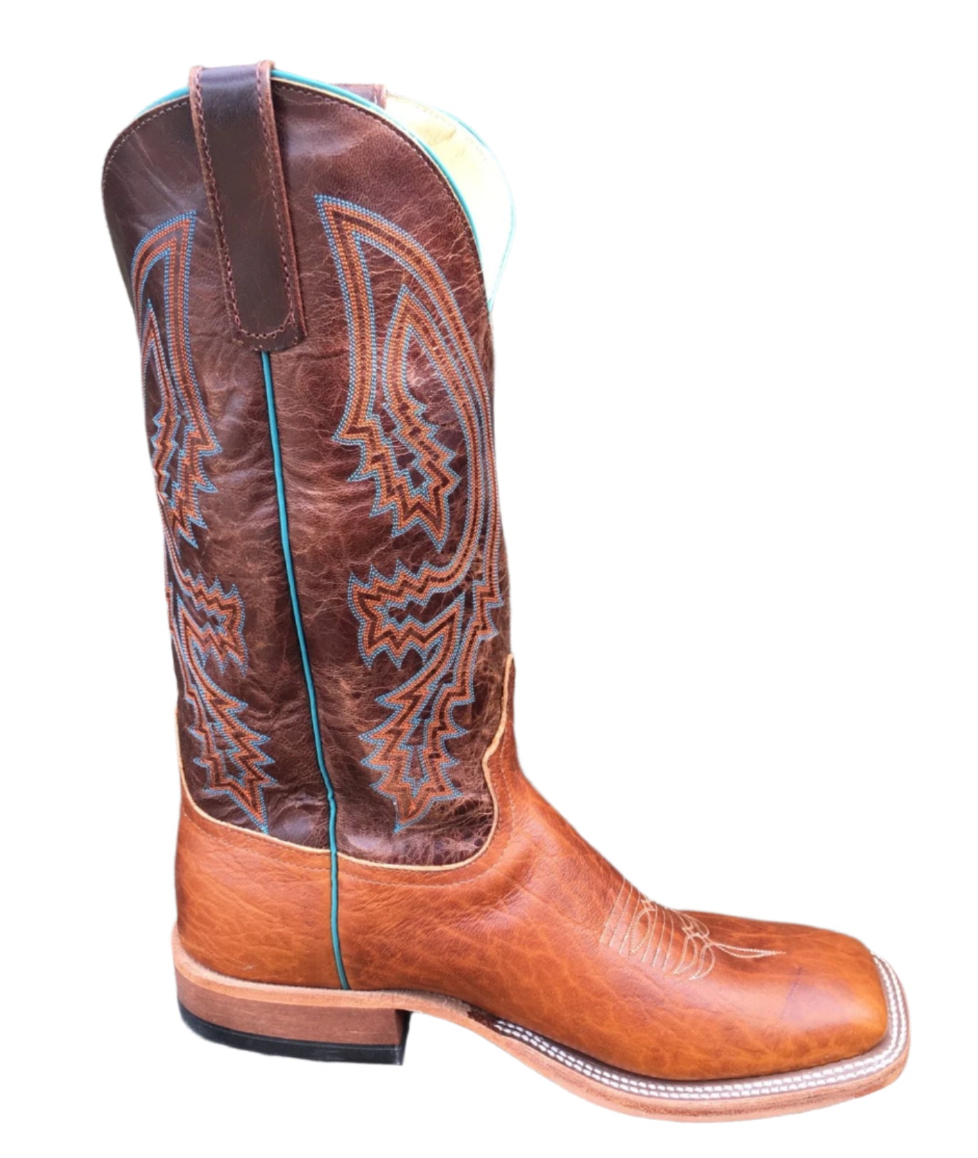 Anderson Bean Tobacco Yeti Brass Explosion Leather Square Toe Boots S1106