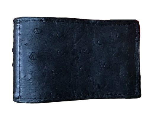 DOUBLE J SADDLERY BLACK OSTRICH MONEY CLIP