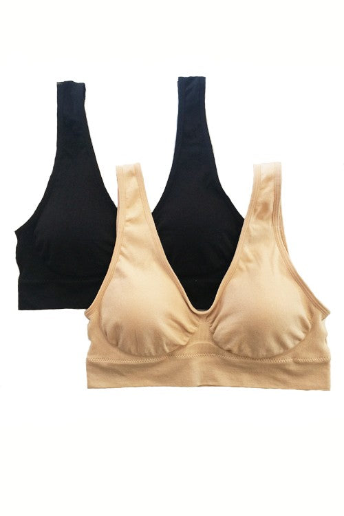 Pull-On Seamless Bra in Black