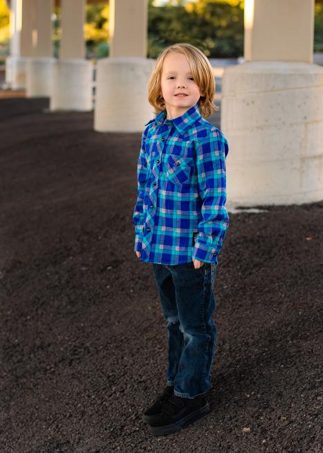 Knuckleheads Blue & Lilac Long Sleeve Plaid Flannel Rockabilly Shirt