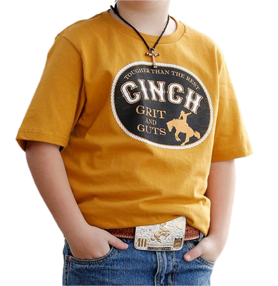 CINCH BOY'S GRIT & GUTS TEE - GOLD