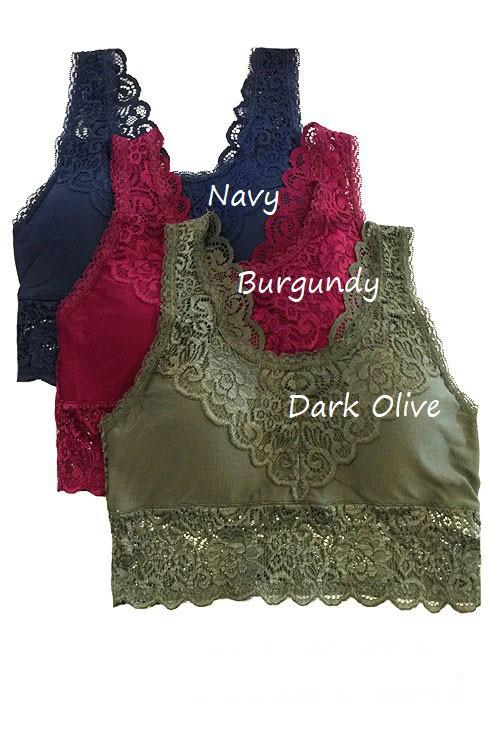 Padded Lace Bralette in Navy