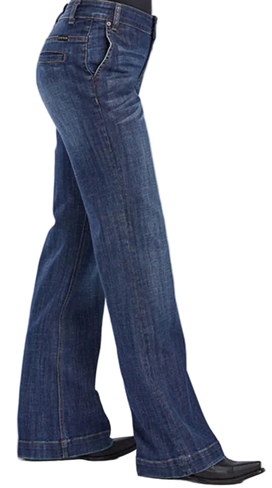 STETSON WOMEN'S 214 DARK WASH WELT POCKET TROUSER JEANS