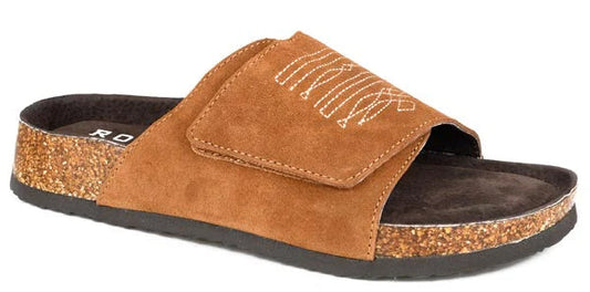 WOMEN'S ROPER TAN SUEDE BOOT STITCH SANDAL