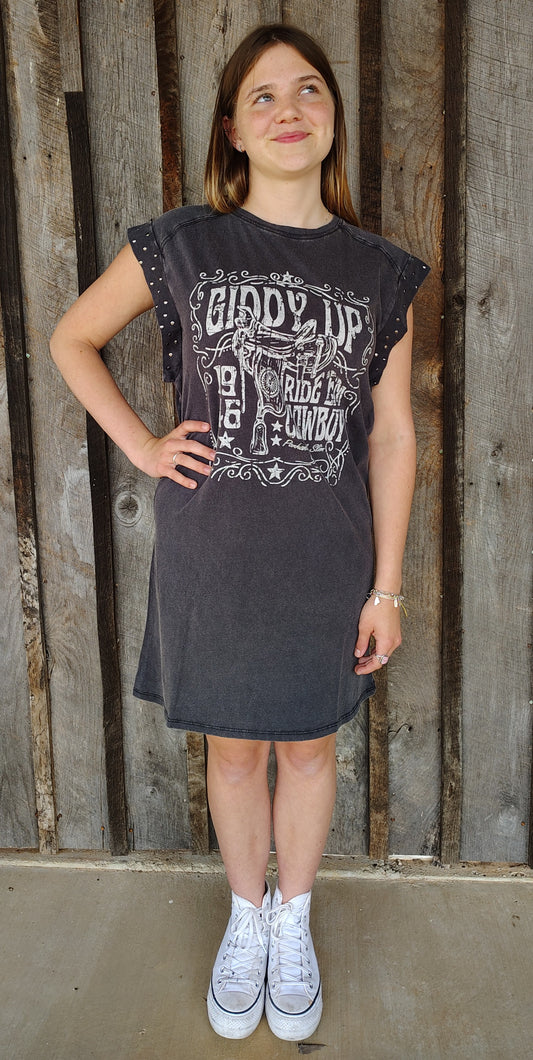 PANHANDLE SLIM GIDDY UP GRAPHIC T-SHIRT DRESS