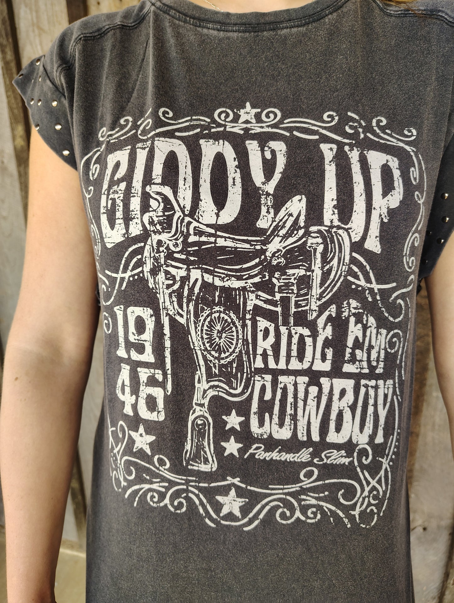 PANHANDLE SLIM GIDDY UP GRAPHIC T-SHIRT DRESS