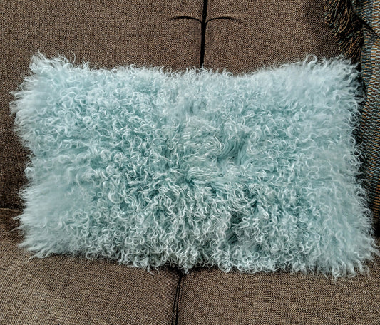 TIBETAN SHEEP LUMBAR PILLOW - TEAL