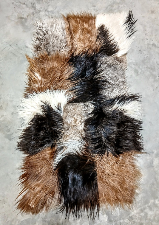 WILD HAIRY GOAT PATCHWORK THROW/RUG