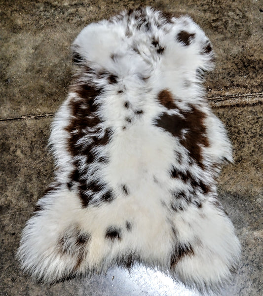 PLUSH ALBANIAN SHEEPSKIN PELT - WHITE/BROWN