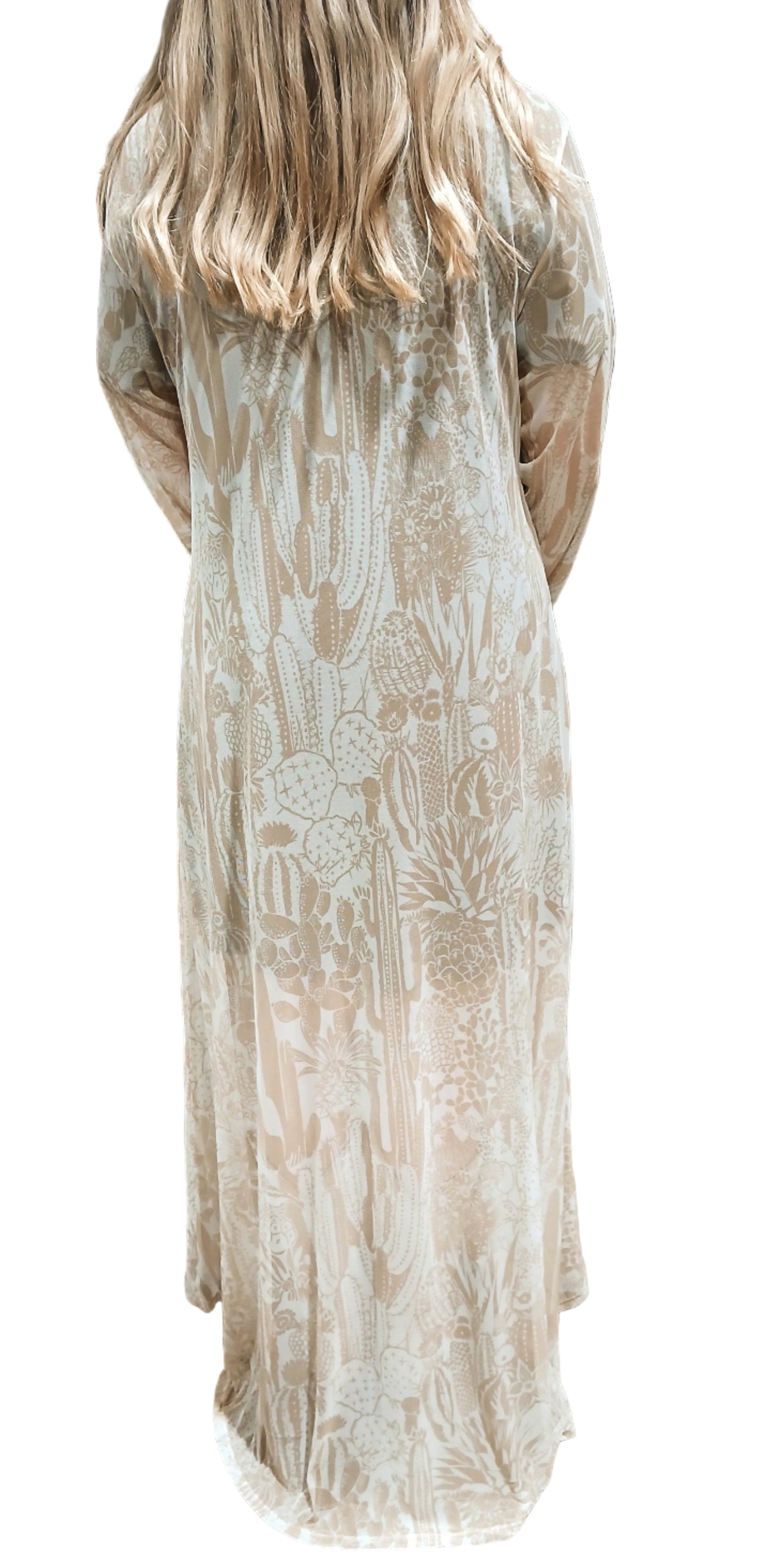 WESTERN PRINT MESH DUSTER - TAN/CACTUS