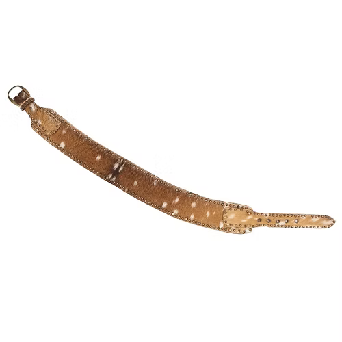 JUAN ANTONIO WOMEN'S AXIS HIDE WITH BRASS STUDS WIDE BELT