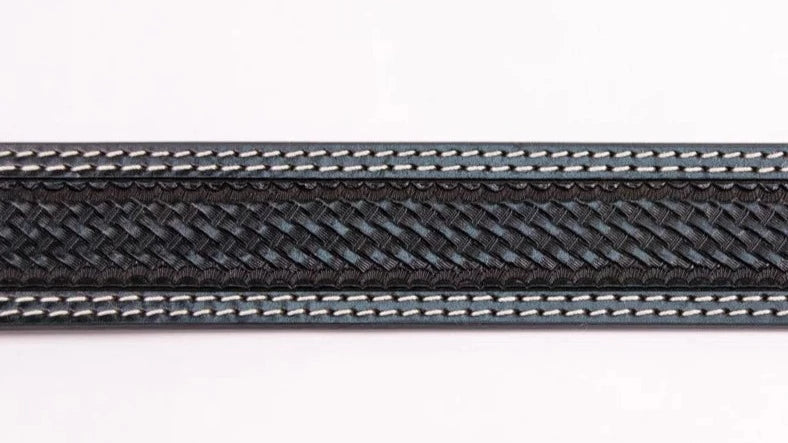 MEN'S BELT WITH BASKET TOOLING in BLACK