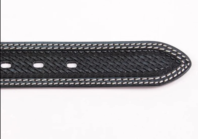 MEN'S BELT WITH BASKET TOOLING in BLACK