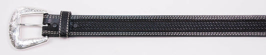 MEN'S BELT WITH BASKET TOOLING in BLACK