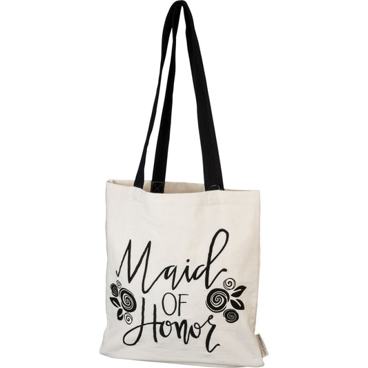 "MAID OF HONOR" EMBROIDERED TOTE BAG