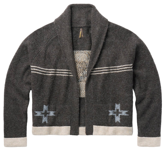 STETSON WOMEN'S CROPPED RETRO RODEO COWGIRL SHAWL COLLAR CARDIGAN