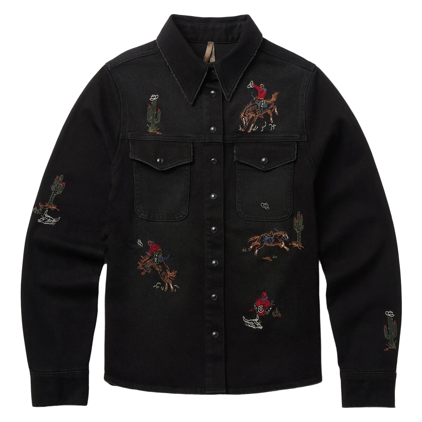 STETSON WESTERN EMBROIDERED BLACK DENIM SHIRT