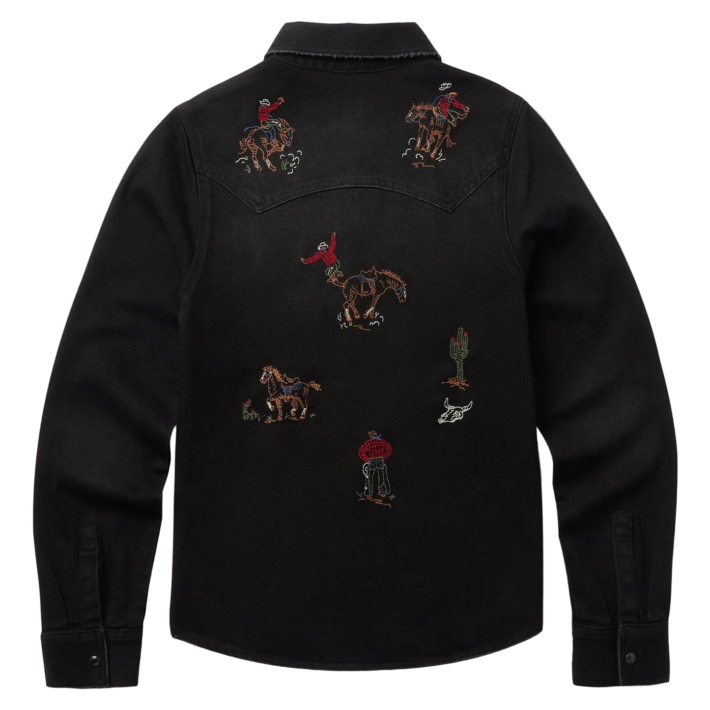 STETSON WESTERN EMBROIDERED BLACK DENIM SHIRT