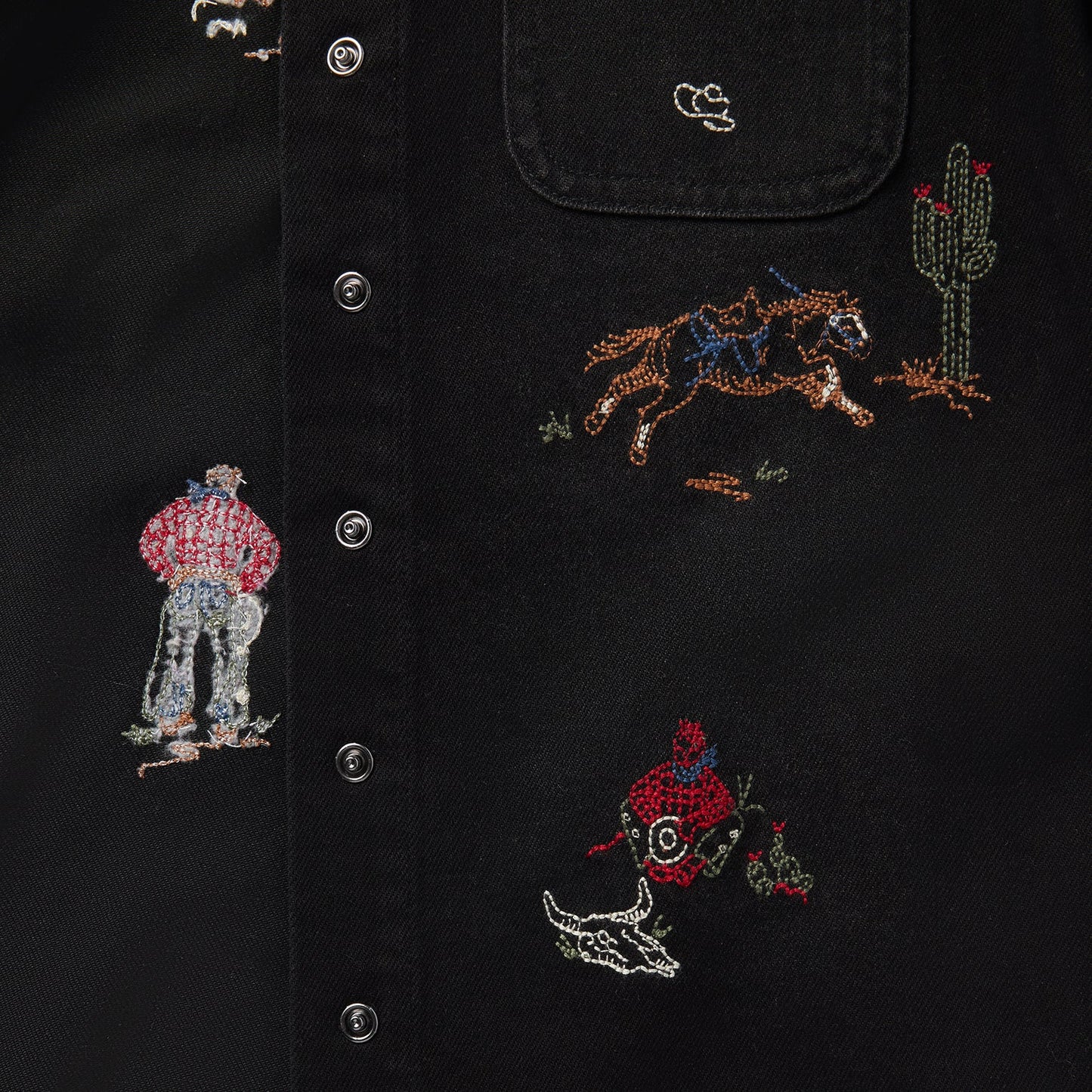 STETSON WESTERN EMBROIDERED BLACK DENIM SHIRT