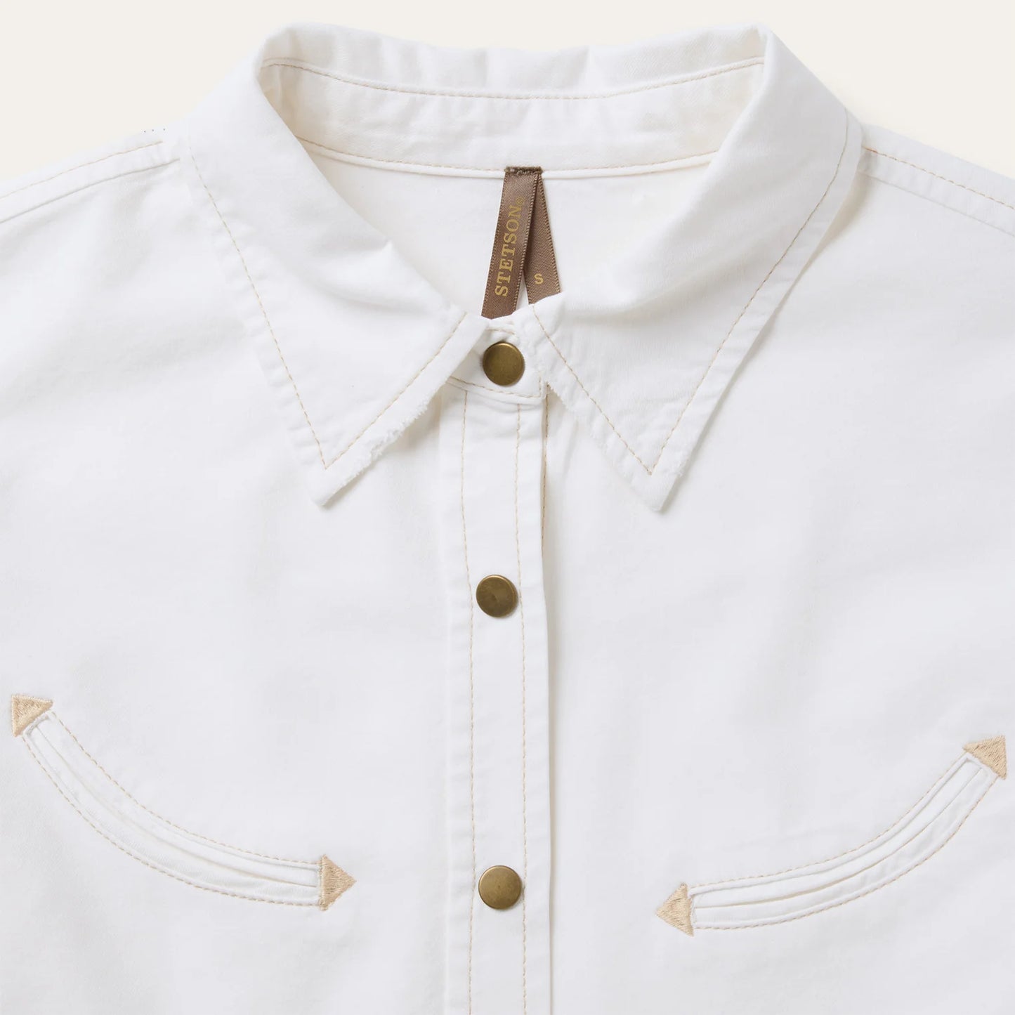 STETSON LADIES' WHITE DENIM SMILE POCKET SHIRT