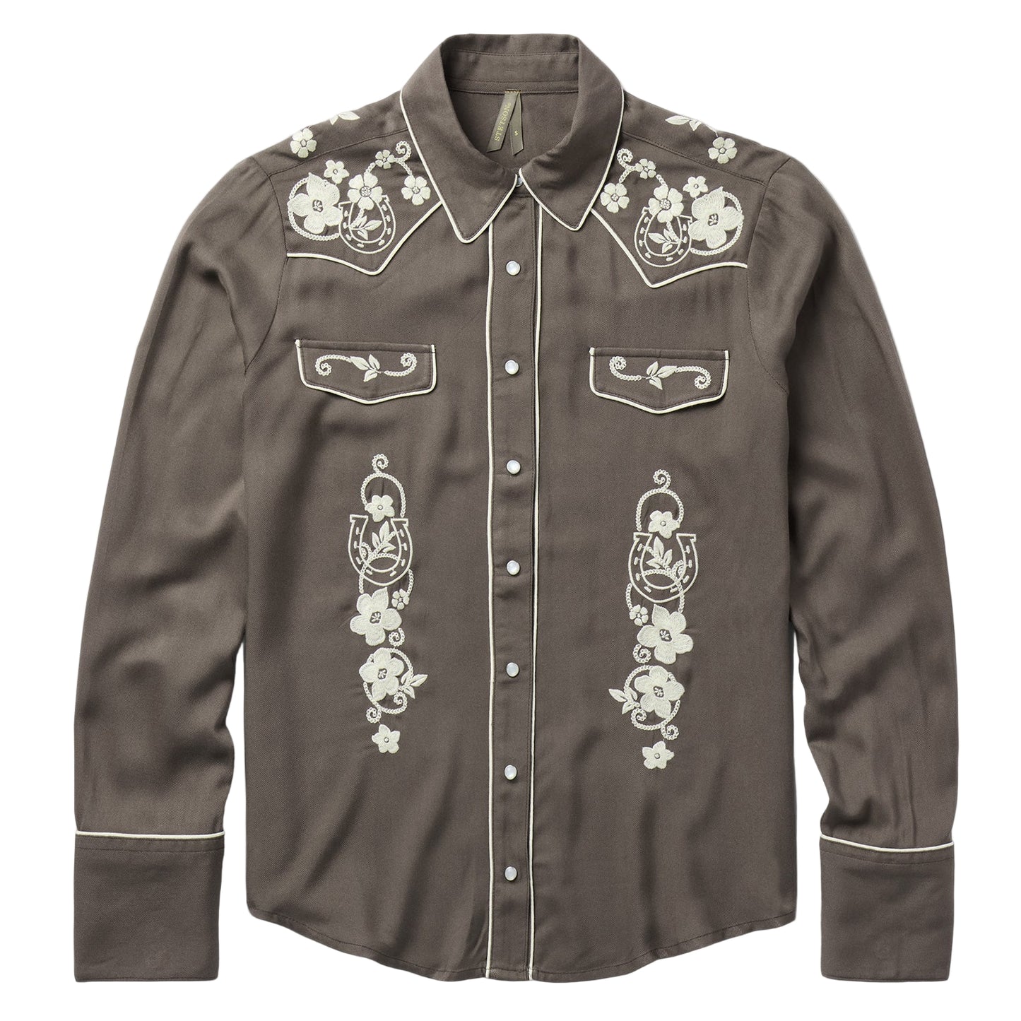 STETSON LADIES' RETRO BOYFRIEND FIT WESTERN SHIRT in BROWN/CREAM