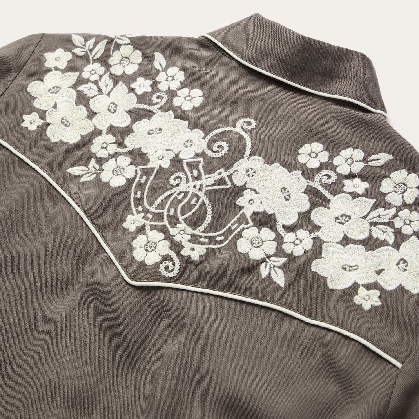 STETSON LADIES' RETRO BOYFRIEND FIT WESTERN SHIRT in BROWN/CREAM