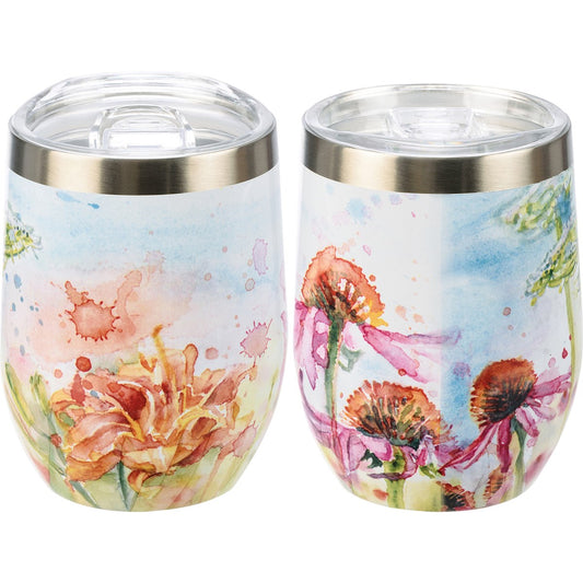 "FLORAL FIELDS" WINE TUMBLER