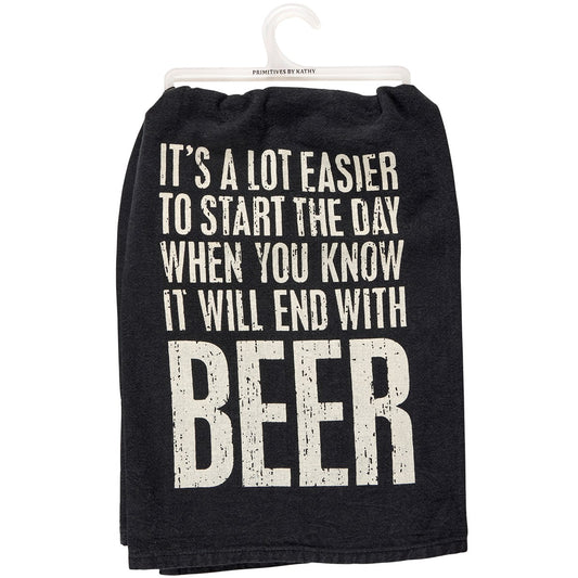 "END WITH BEER" DISH TOWEL