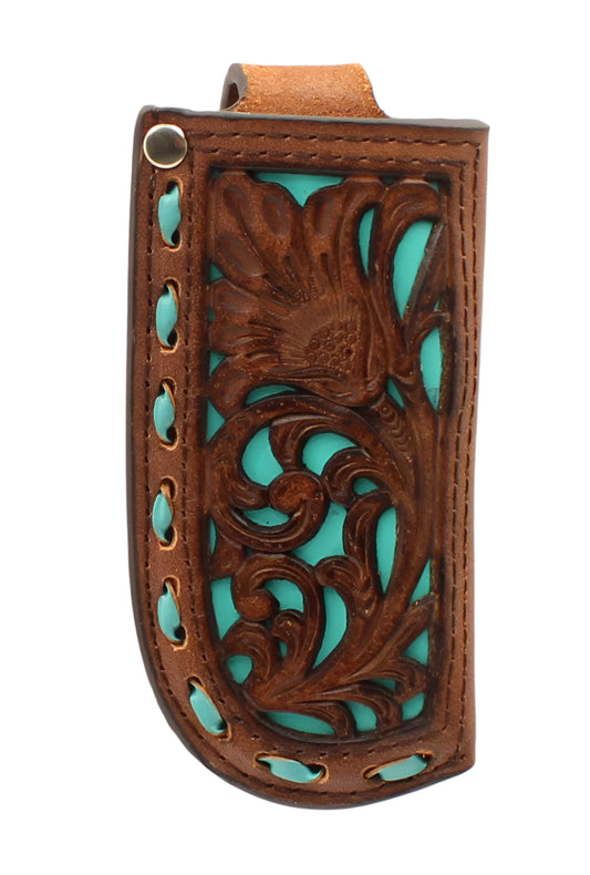 NOCONA SMALL LEATHER KNIFE SHEATH - TURQUOISE