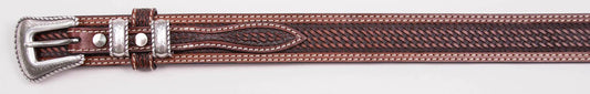 MEN'S BASKETWEAVE HAND TOOLED RANGER BELT in COGNAC