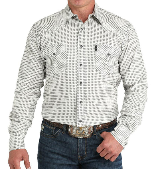 CINCH MEN'S MODERN FIT CREAM-PRINT WESTERN SHIRT