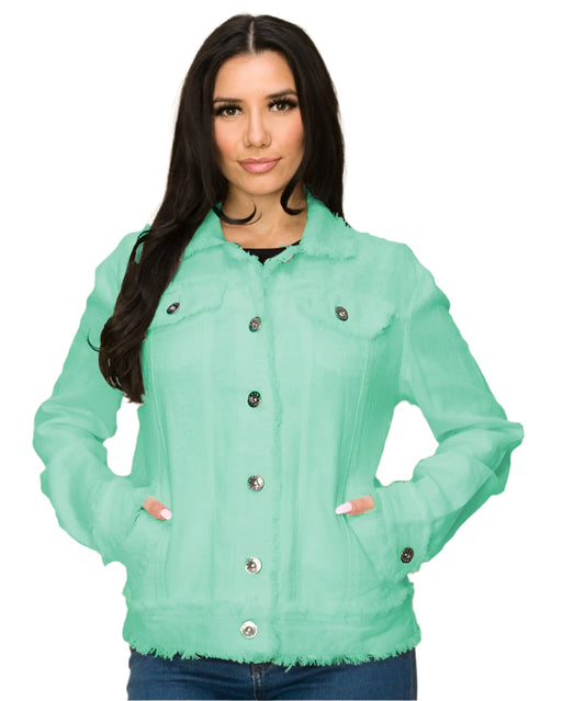 W.A.Y COTTON TWILL JACKET in TURQUOISE