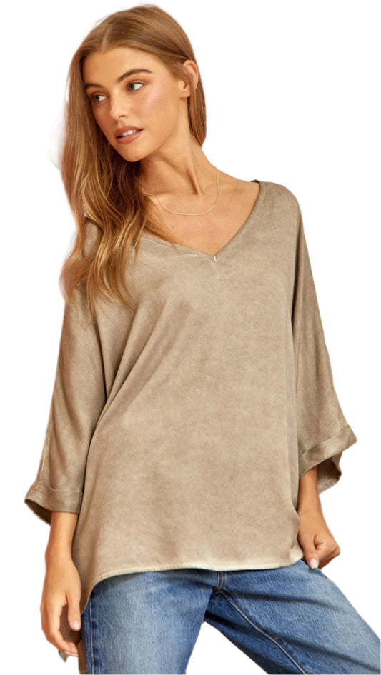 PLUS SIZE ANDREE by UNIT OVERSIZED EASY TOP in MOCHA