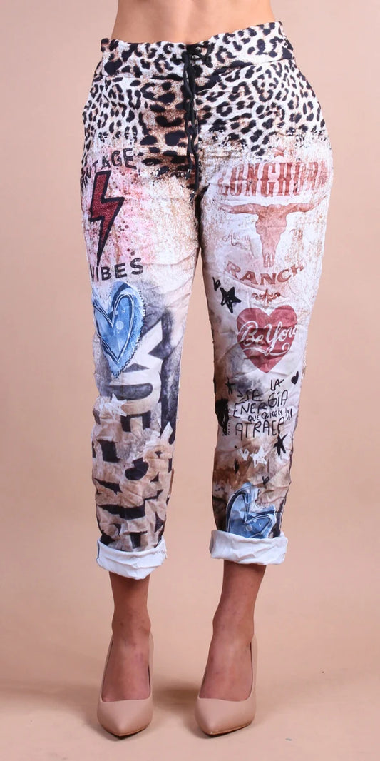 GENIVIV TEXAS LONGHORN PRINT PANTS