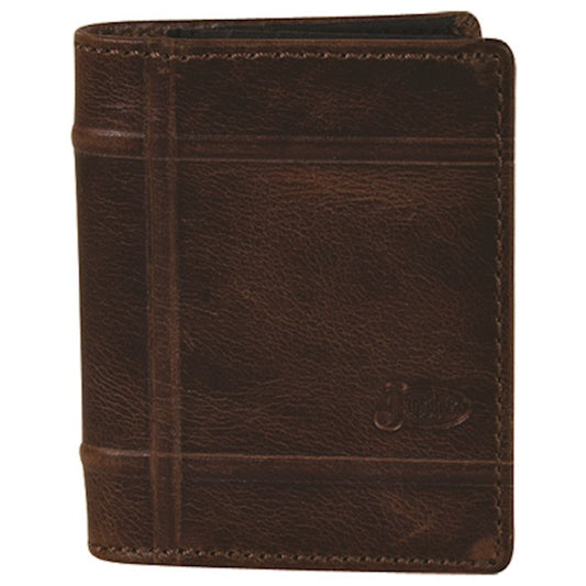 JUSTIN MEN'S FRONT POCKET BIFOLD WALLET RUSSET with MILLED DETAIL