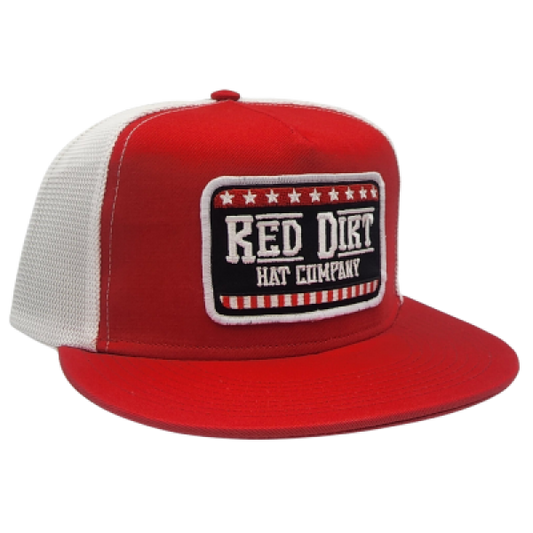 RED DIRT HAT CO STARS & STRIPES CAP in RED/WHITE