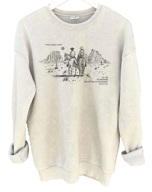 "I WILL MAKE A WAY" MINERAL WASHED GRAPHIC SWEATSHIRT