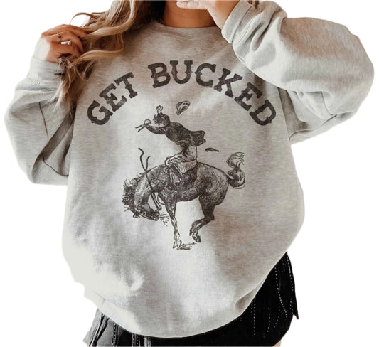 GET BUCKED WESTERN GRAPHIC SWEATSHIRT in ASH