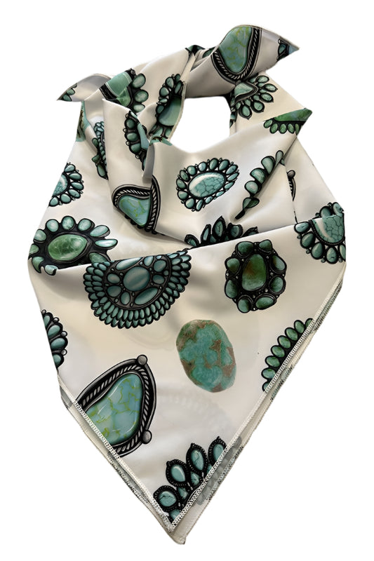 WESTERN TURQUOISE JEWEL PRINT WILD RAG