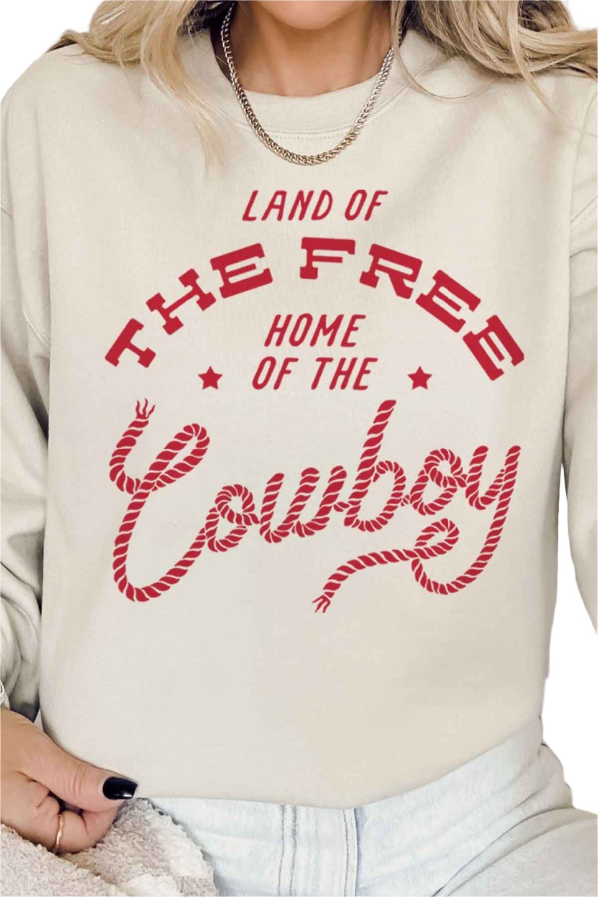 HOME OF THE COWBOY GRAPHIC SWEATSHIRT in SAND