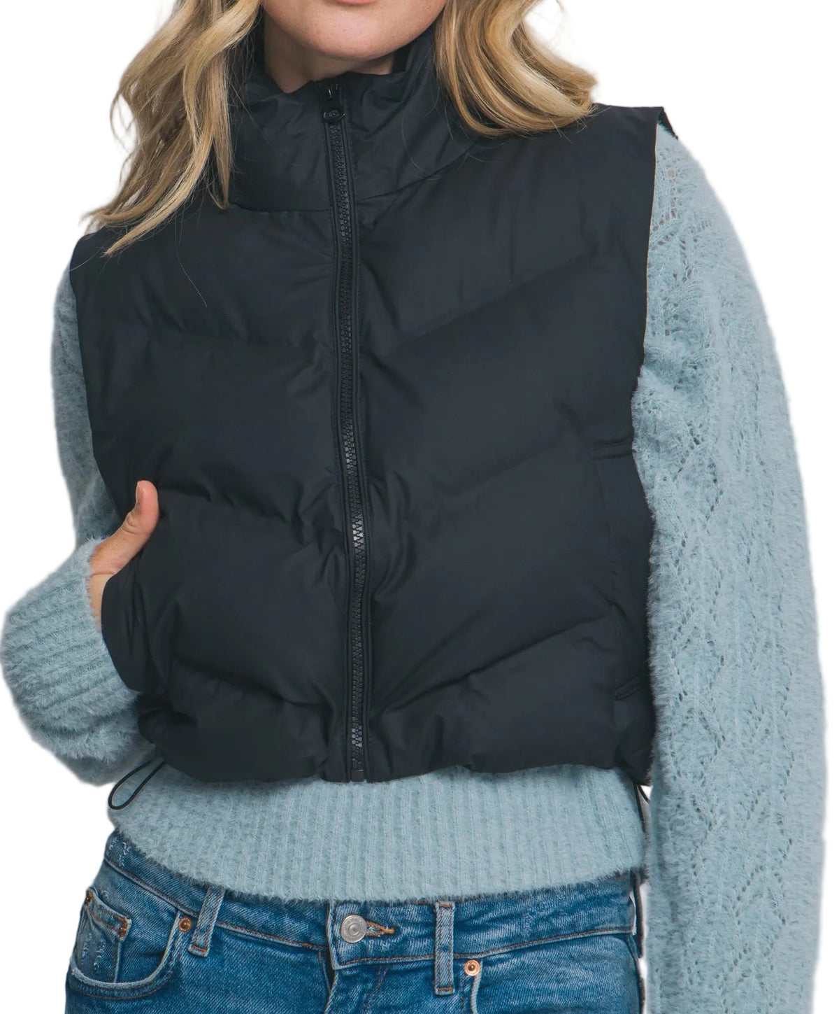 CROPPED PUFFER VEST in BLACK OR TAUPE