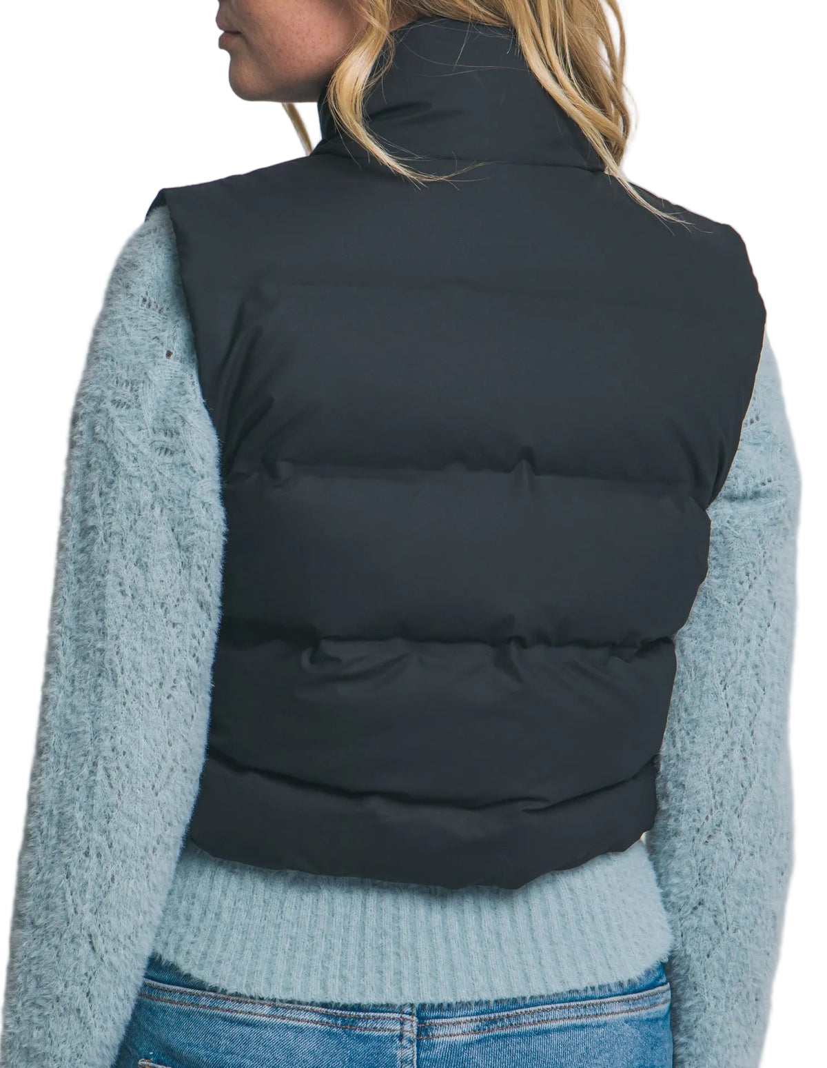 CROPPED PUFFER VEST in BLACK OR TAUPE
