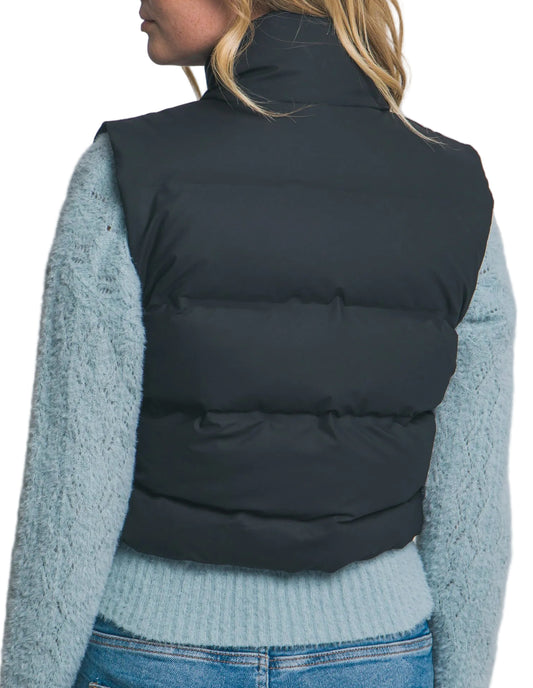 CROPPED PUFFER VEST in BLACK OR TAUPE