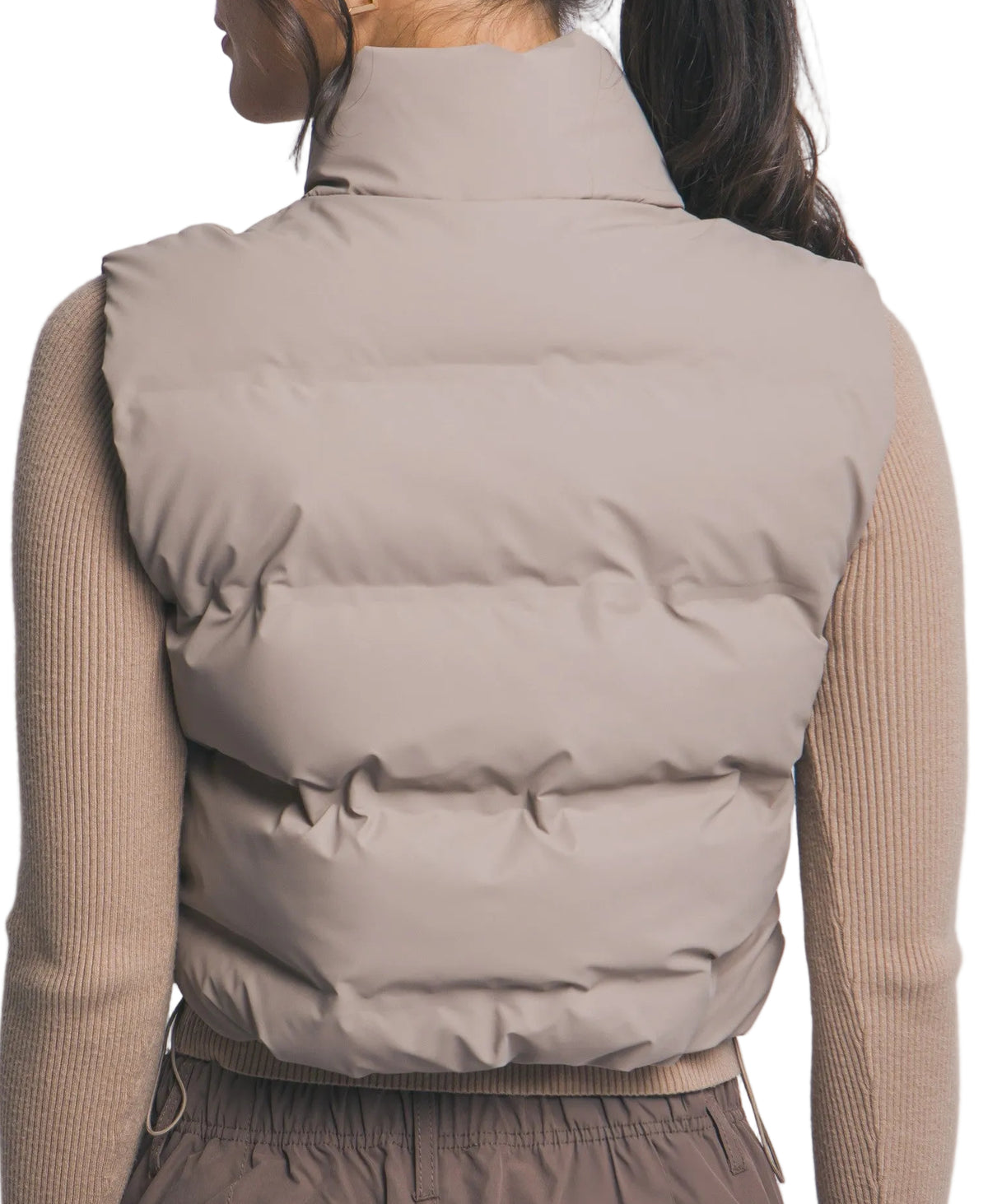 CROPPED PUFFER VEST in BLACK OR TAUPE