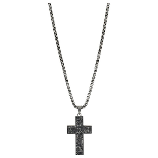 JUSTIN NECKLACE REVERSIBLE CROSS ON 24" BOX CHAIN