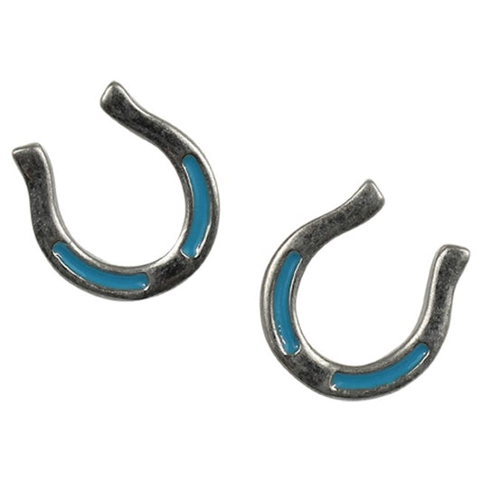 JUSTIN EARRINGS LUCKY HORSESHOE WITH TURQUOISE ENAMEL