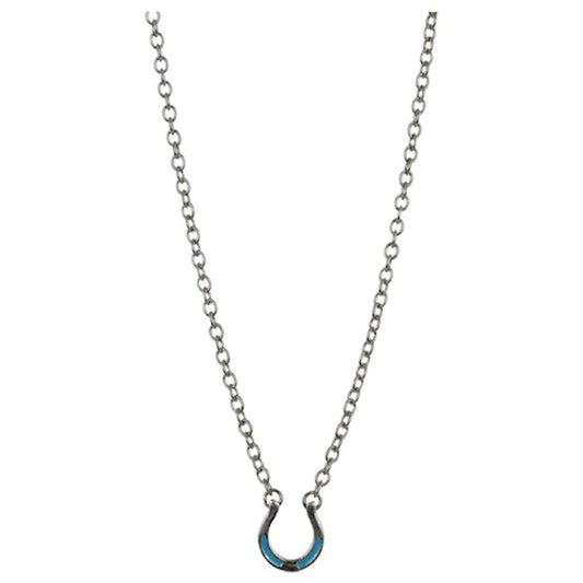 JUSTIN NECKLACE LUCKY HORSESHOE WITH TURQUOISE ENAMEL