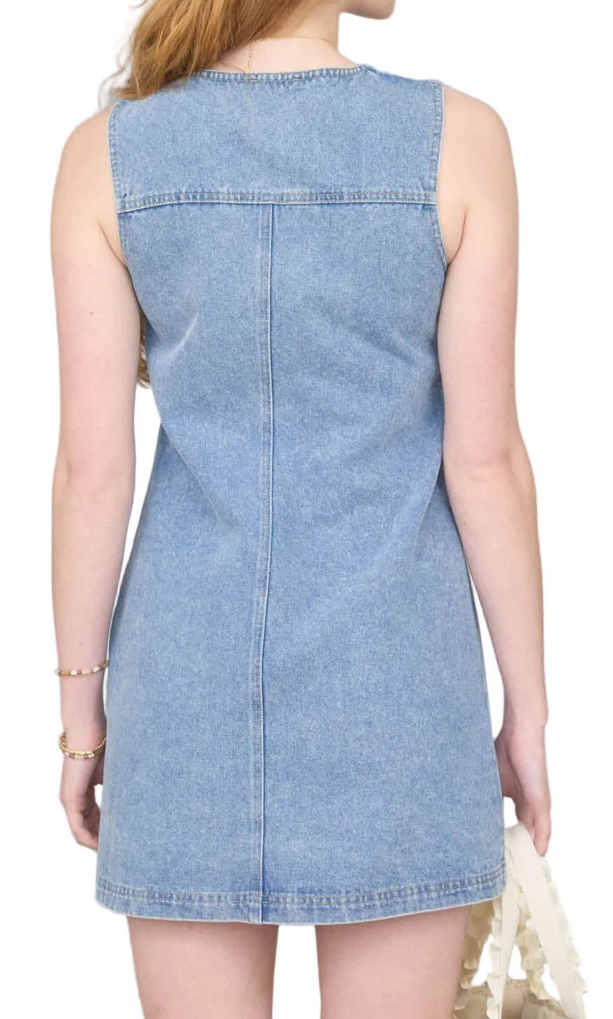 mini jean dresses TACSTRUN Women's Summer Casual Cute Sleeveless Denim Dress Trendy Stretch Slim Sundresses Distressed Dress,Light Blue,S at Amazon Women's Clothing store Feminine form meets Americana in this denim dress mini denim dresses Button Front