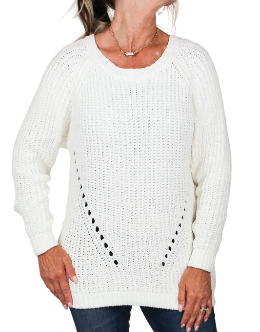 CHENILLE PULL-OVER SWEATER in IVORY or BLACK