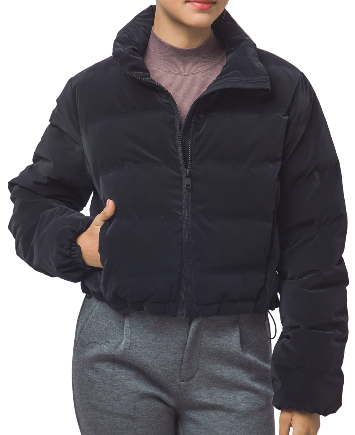 MATTE PUFFER JACKET in BLACK OR KHAKI